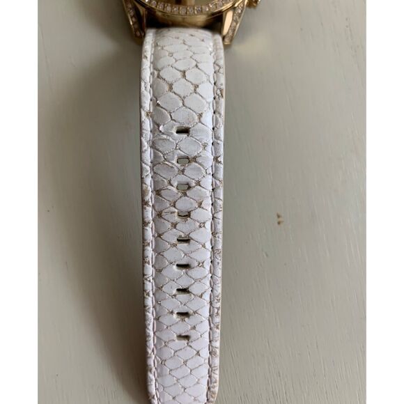 Michael Kors Watch White Python Snake Embossed Leather Band Mob Wife Crystals main image 6